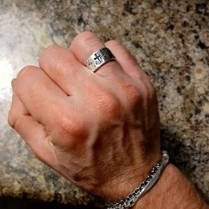 Silver Hammered Cross Ring
